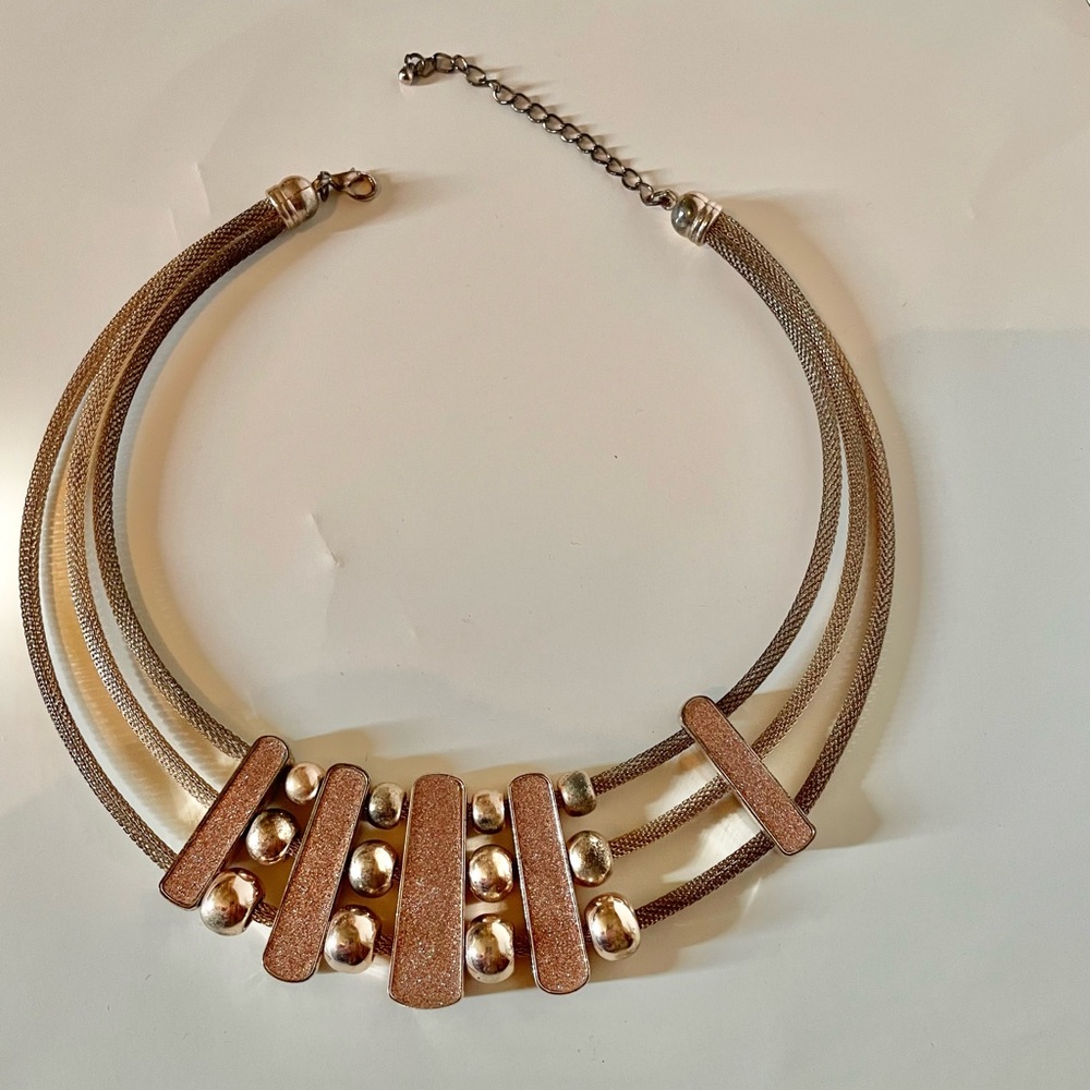 3/$20.  Elegant Rose Gold and Silver Necklace